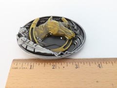 Brass & Pewter Toned Western Horse Horseshoe Belt Buckle Enameled New