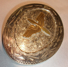 1942 U.S. ARMY AIR CORPS FORCE AVIATION WING PROPELLOR SILVER & GOLD BELT BUCKLE