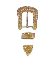 B.B. Simon Full Crystal Belt Buckle Swarovski Colorado Topaz & Rose Crystals