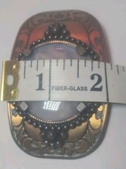 Vintage Embossed Western Style cowboy Belt Buckle with Blue/white Polished Stone