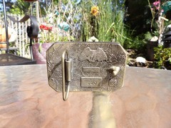 VTG 1976 MENS GREAT AMERICAN BUCKLE CO. LTD EDITION SOLID BRASS BELT BUCKLE