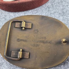 Vintage 1987 Marlboro Solid Brass Belt Buckle Longhorn Steer Star Western Mens