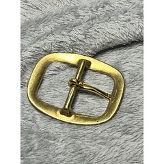 Vintage Solid Brass Belt Buckle Gold Tone Minimalist Oval 3in Taiwan Made