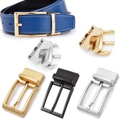 New Reversible Belt Buckle Replacement Pin Buckle Rectangular Silver Black 1pc