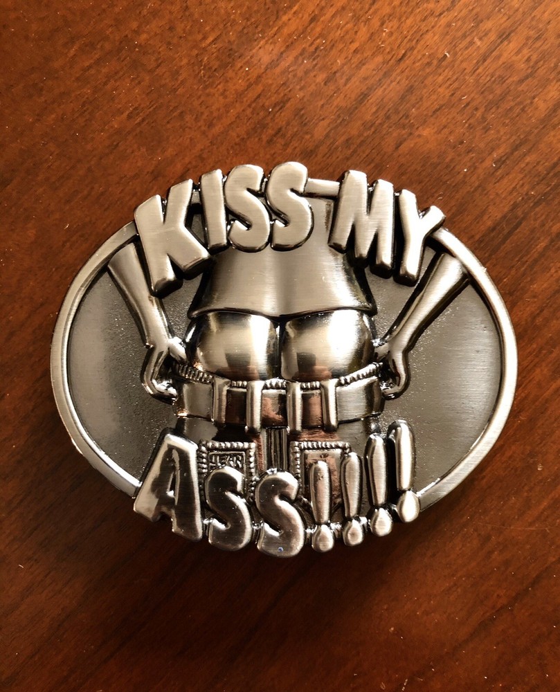 Kiss My Ass Gangster Funny Bar Joke Humour Metal Unisex Men’s Belt Buckle