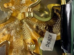Fleur de Lis with Clear Rhinestone Gold Color Figural Belt Buckle by Hot Buckles