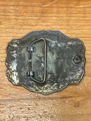 VTG 1977 Bergamot Brass Works Bass Fish Fishing Belt Buckle Made in USA 4×3”