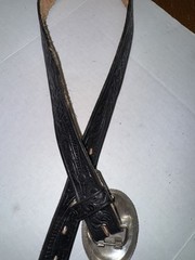 Justin Leather Kids Belt Size 28 Black Tooled “Champion” Buckle