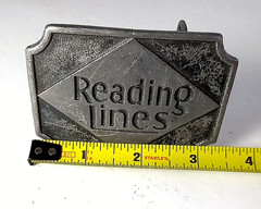 Reading Lines RR Buckle « Finest Antique Finish » Approx. 3¼ »x 2¼ » Pewter Vintage