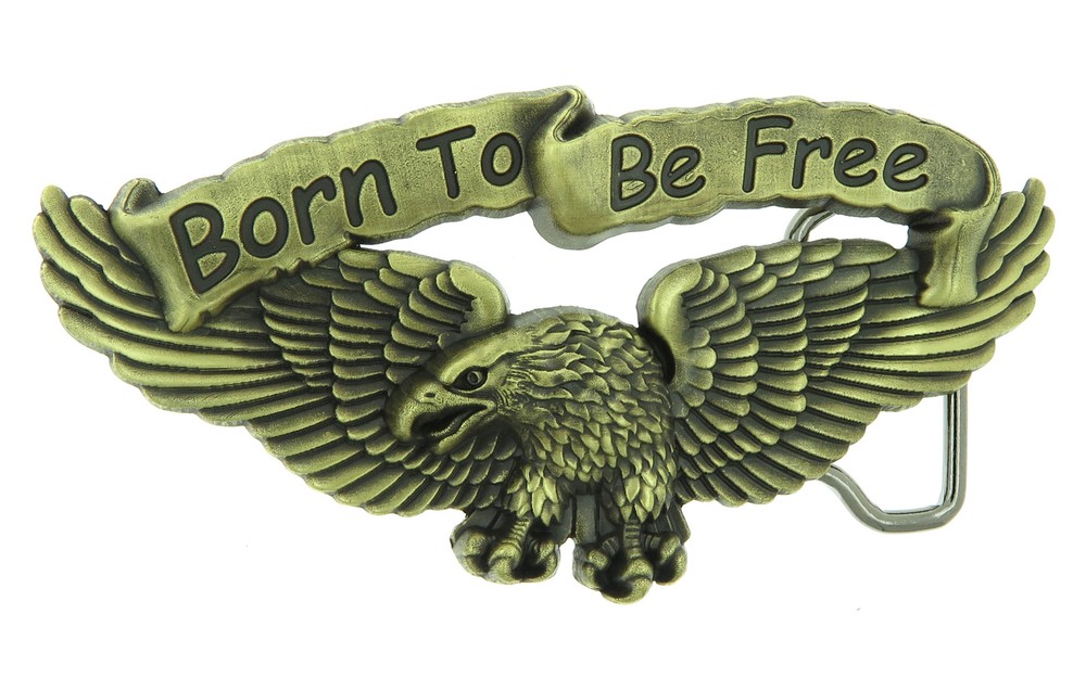 Born To Be Free Eagle Bronze Metal Belt Buckle
