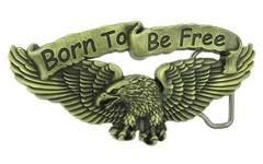 Born To Be Free Eagle Bronze Metal Belt Buckle