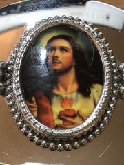 SILVER TONE MADE IS USA JESUS BELT BUCKLE 4&Prime; X 2.75&Prime;