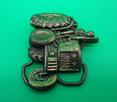 Vintage Farmer Tractor Brass Belt Buckle