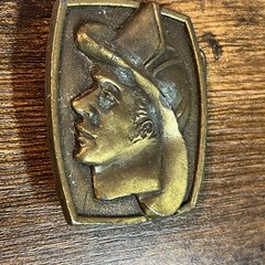 Vintage Firefighter Profile Brass Tone Belt Buckle 3D Relief First Responder B20