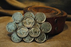 Buffalo Nickle Belt Buckle with Leather Belt