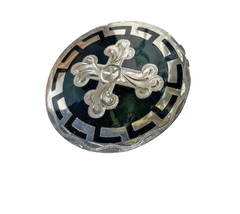 Western Mens Belt Buckle 3.25 x 3.25 in Southern Cross Cowboy Black Silver 1.5