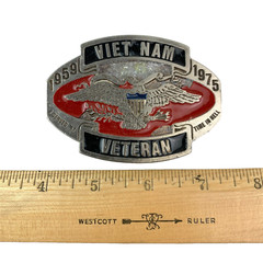 Vintage 1959 1975 Vietnam Veteran I Served My Time In Hell 3D Metal Belt Buckle