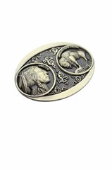 Men Antique Gold Metal Fashion Belt Buckle Big Native Buffalo Bull 5 Cents Coin