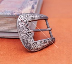 30mm Western Engraved Silver Equestrian Tack Bridle/Halter Belt Buckle 3pc Set