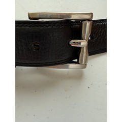 Cole Haan Mens Black Pebble Leather Belt Silver Nickel Buckle Size 40/100