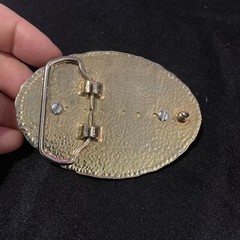 VTG Western Belt Buckle Floral Leaf Oval Stone