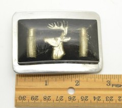 Deer Stag Buck Belt Buckle Handmade Ammo Shells Black & Chrome Acrylic