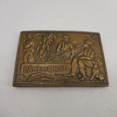 VINTAGE 1970&rsquo;s PANAMA RED BRASS BELT BUCKLE LEWIS BUCKLE CO. 4&Prime; 1970s