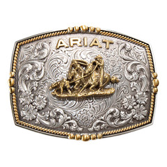 Ariat Men&rsquo;s Rectangle Team Roper Multi Finish Belt Buckle A37064