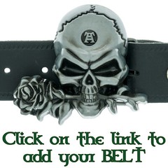 Belt Buckle Biker pewter style Metal Gothic Alchemist Black Rose Celtic