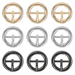 9Pcs 0.6&Prime; Single Prong Belt Buckle Metal Roller Buckle Black/Silver/Light Gold
