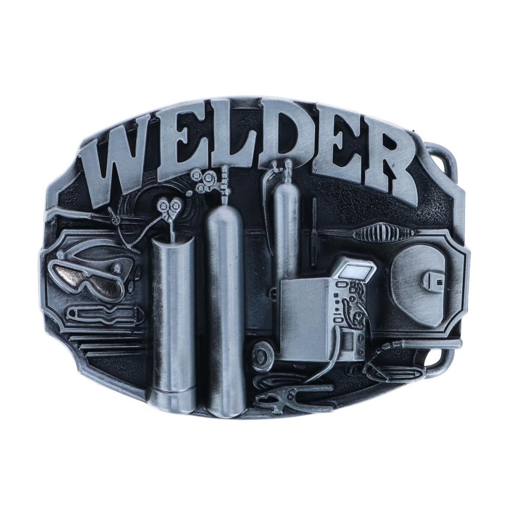 CTM Men&rsquo;s Silver Trade Welder Belt Buckle