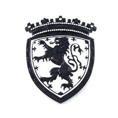 Royal Griffin Fleur De Lis Cross Crown Rhinestone Black Lion Shield Belt Buckle