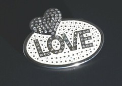 New 1 1/2&Prime; (38mm) Rhinestone Plate Buckle(#T39) Nickel Color USA