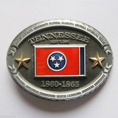 Tennessee TN State Flag Western Metal Belt Buckle