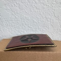 Vintage Texaco Star Logo Leather Belt Buckle Red And Black