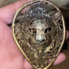 Brutalist Medieval Modernist Lion Big Belt Buckle