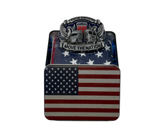 Trucker Belt Buckle Gift Set with 12 x 18 Inch American Flag – Patriotic Buckles