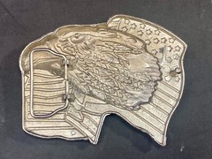 Patriotic American Eagle Head over wavy USA American Flag 4&Prime; belt buckle