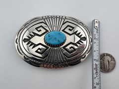 Vintage Navajo Sterling Silver Buckle Turquoise by Tommy Singer