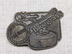 vintage 1970s belt buckle BLUEGRASS country music BRASS banjo WESTERN guitar