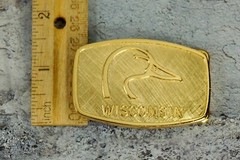 Wisconsin Ducks Unlimited belt buckle gold tone
