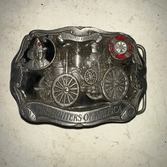 FIREFIGHTERS OF AMERICA 113 Limited Edition Belt Buckle USA Pewter Fire Engine