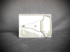 « 8 Tarnished Stars » Military Industrial Belt Buckle Black Leather Darren McNeese