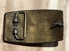 Vintage Quality Integrity Service B&W Logo Embossed Solid Brass Belt Buckle