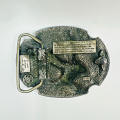 Vtg Eagle Belt Buckle Open Wing Landing Enameled, 1986 Siskiyou, Bergamot Cast