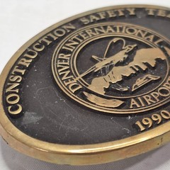 Vintage DIA Denver Airport Construction Safety Belt Buckle Anacortes Brass 1992