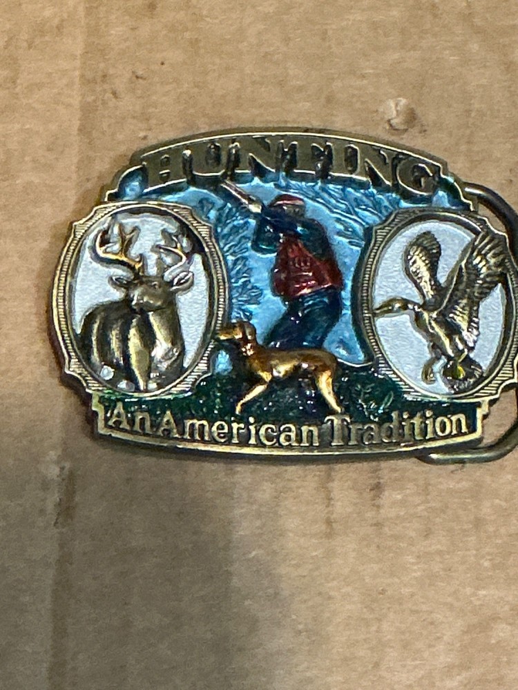 Used Colorful Metal Alloy Hunting An American Tradition Belt Buckle