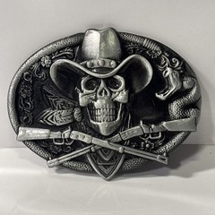 Cowboy Skull Belt Buckle Western Gothic Biker Style Snake Guns Rodeo Punk