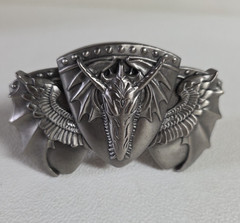 Belt Buckle DRAGON Wings Horns 3.75&Prime; Pewter Color Fit 1.5&Prime; Belt Creepy