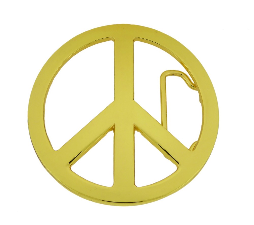 New Men Women Peace Sign Belt Buckle Symbol Dove Peace-Lover-Keeper Gold Metal